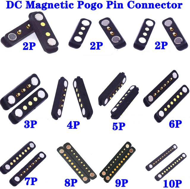 LAJQTAO Magnetischer Pogo-Pin-Stecker DC Federbelastete Buchse Gerade, Schwarz - Bild 1