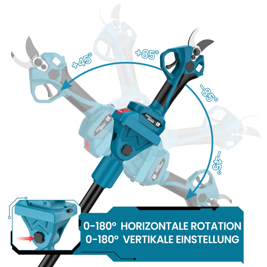 Makita LXT Teleskop-Verlängerungsstange aus Aluminium für 18V-Kettensäge, 2m Gartenschere mit 5-Winkel-Verstellung und rutschfestem Griff, Silber - Bild 5