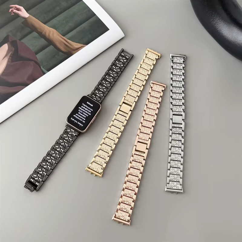 Armband für Samsung Galaxy Fit 3, Edelstahl, Diamant, Roségold, Damen - Bild 3