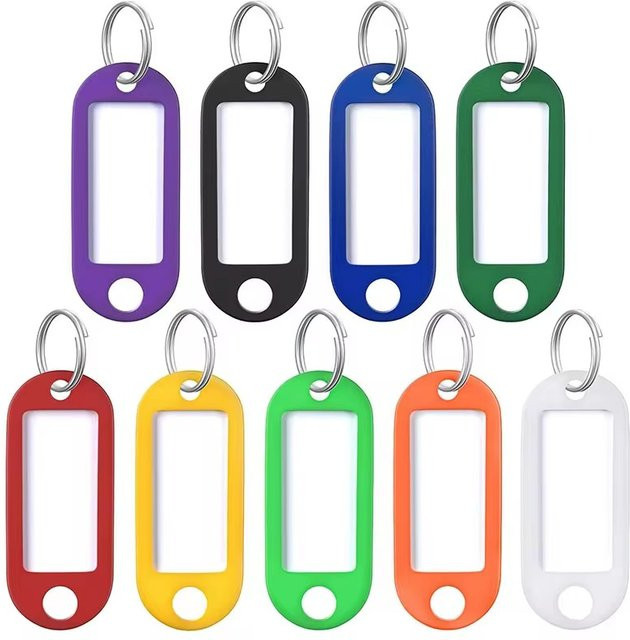 Robuste Kunststoff-Schlüsselanhänger mit Etikettenfenster und geteiltem Ring in Multicolour für DIY-Projekte, Gepäckanhänger und Kennzeichnungen - Bild 1