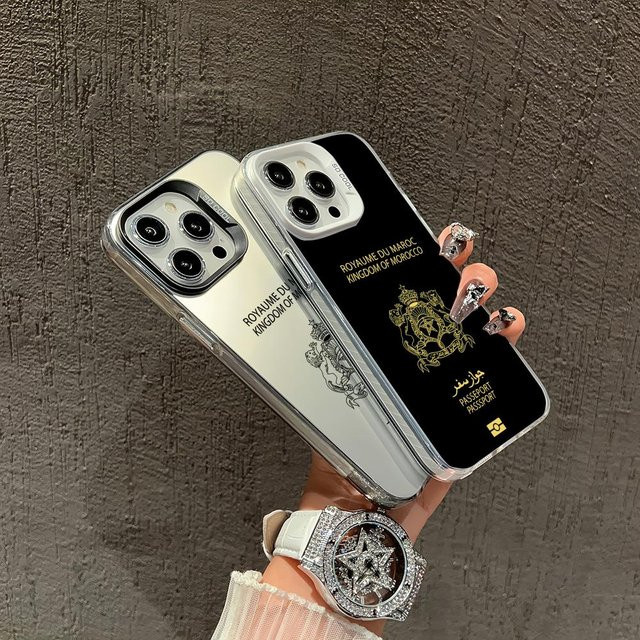 Stoßfeste Handyhülle im Marokko Reisepass Design für iPhone 17, 16, 15, 14, 13, 12, 11 Pro Max Plus mit matter Rückseite - Bild 1