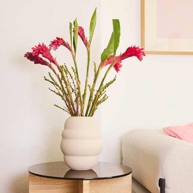 Moderne Keramikvase BLUME2000 in Bubble-Form, Farbe Sand/Weiß, Höhe: 28,0 cm, Breite: 22,0 cm, Tiefe: 22,0 cm - Bild 1