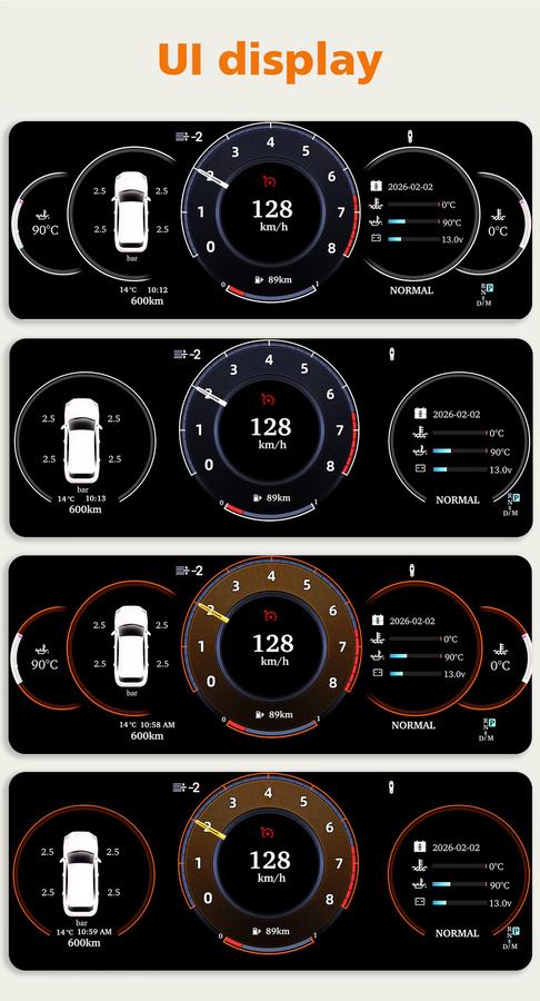 Hizpo Digitales Auto-Armaturenbrett für Porsche Cayenne 2002-2009 mit Android Auto und Carplay, Digitales Cluster-Instrumentenanzeige und Tachometer in Schwarz - Bild 5