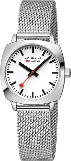 Mondaine Damenuhr Petite Cushion, Quarz, Edelstahl, 31 mm, Weiß - Bild 1