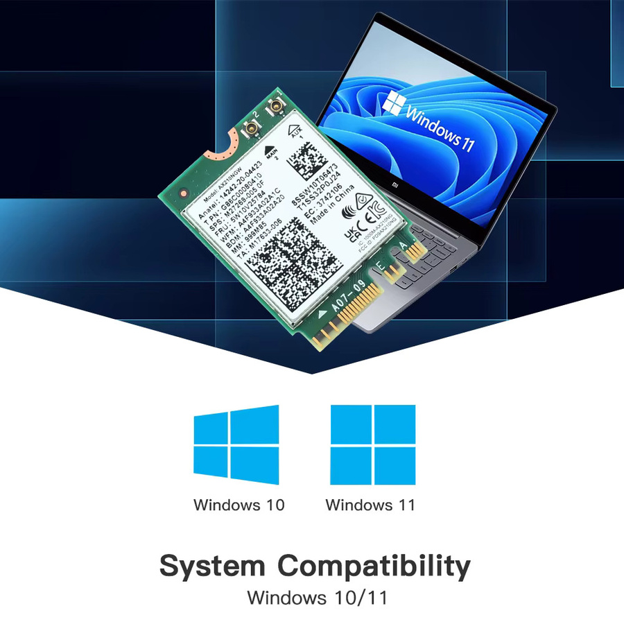 Intel WiFi 6E AX210 M.2 NGFF WLAN Karte mit Bluetooth 5.3 und Tri-Band Unterstützung für Desktop Kits - Bild 5
