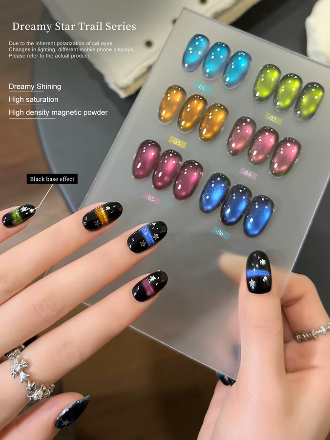 XEIJAYI Magnetisches Katzenauge Nagelgel, 15 ml, 6 Farben, Holographisch - Bild 2
