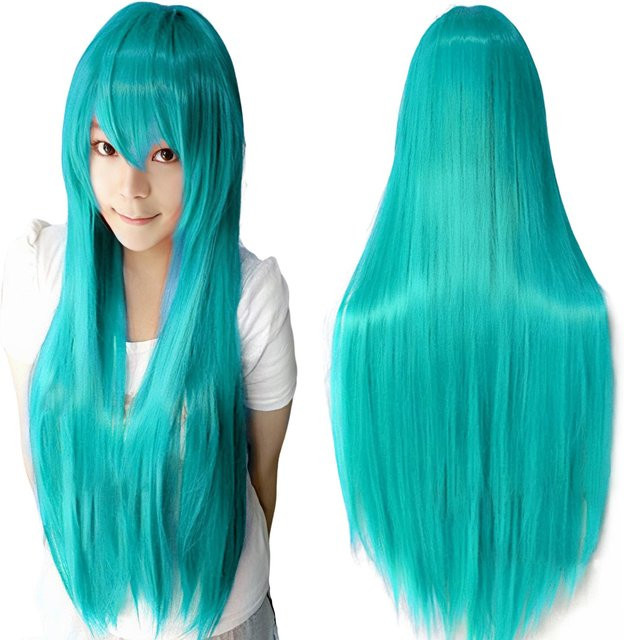 Bisca Mulan Perücke, Synthetikhaar, Blau, Gerade, mit Pony, 32inches - Bild 1