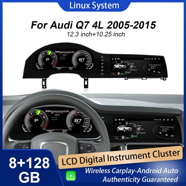 Digitales Kombiinstrument für Audi Q7 4L 2005-2015 mit Android Radio, Wireless CarPlay, GPS und Bluetooth in Schwarz - Bild 1