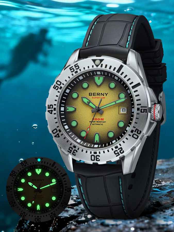 BERNY Taucheruhr, Automatik, Edelstahl, Saphirglas, Herren - Bild 7