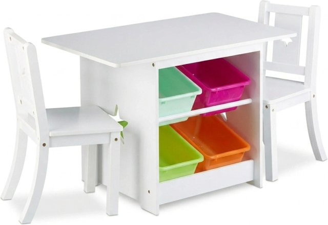 Relaxdays Kindersitzgruppe aus MDF in Weiß mit Stauraum, B/T/H: 75 x 46 x 51,5 cm - Bild 1