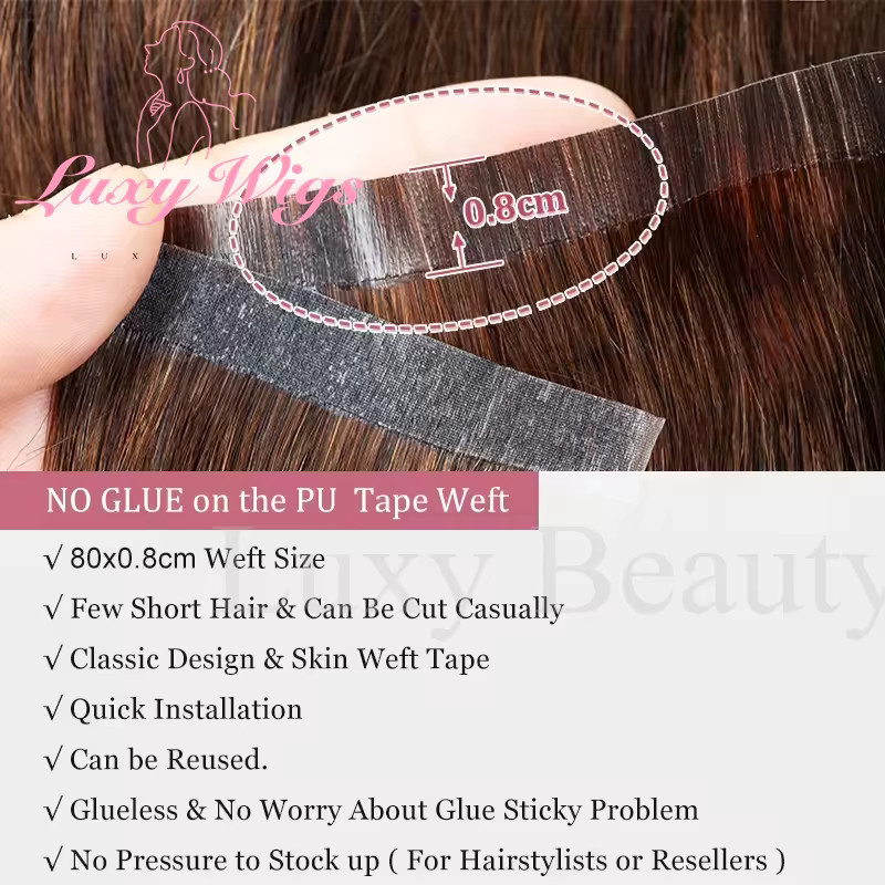 Luxy Beauty Haarverlängerung aus Echthaar, Balayage-Blond, PU-Band - Bild 3