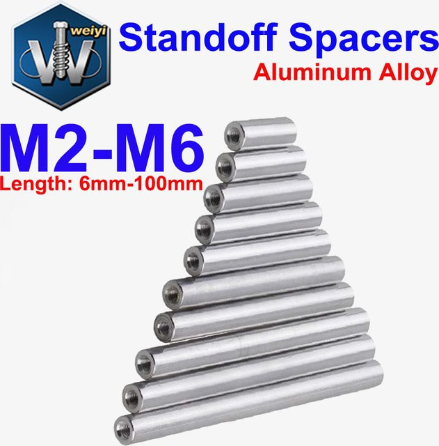 Weiyi Runde Aluminium-Abstandshalter und Verlängerungsmuttern in Silber für RC FPV Multirotoren (M2 M2.5 M3 M4 M5 M6) - Bild 1