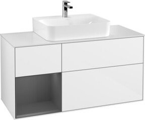 V&B Waschtischunterschrank Finion mit Wandbeleuchtung, Farbe: Weiß lackiert, Breite: 120 cm, Tiefe: 50,1 cm, Höhe: 50,1 cm - Bild 1