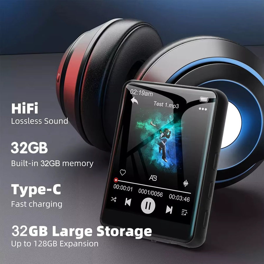 AideeMaster MP3-Player mit Touchscreen, Bluetooth 5.4, 2,4 Zoll Kamera und Hi-Fi Lautsprecher in Schwarz - Bild 4