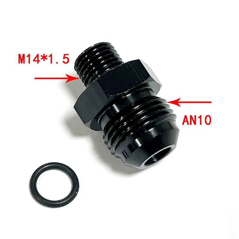 JIAX Metrischer Stecker mit geradem Adapter aus Aluminium in Schwarz (M10x1, M14x1, M16x1, M18x1) - Bild 2