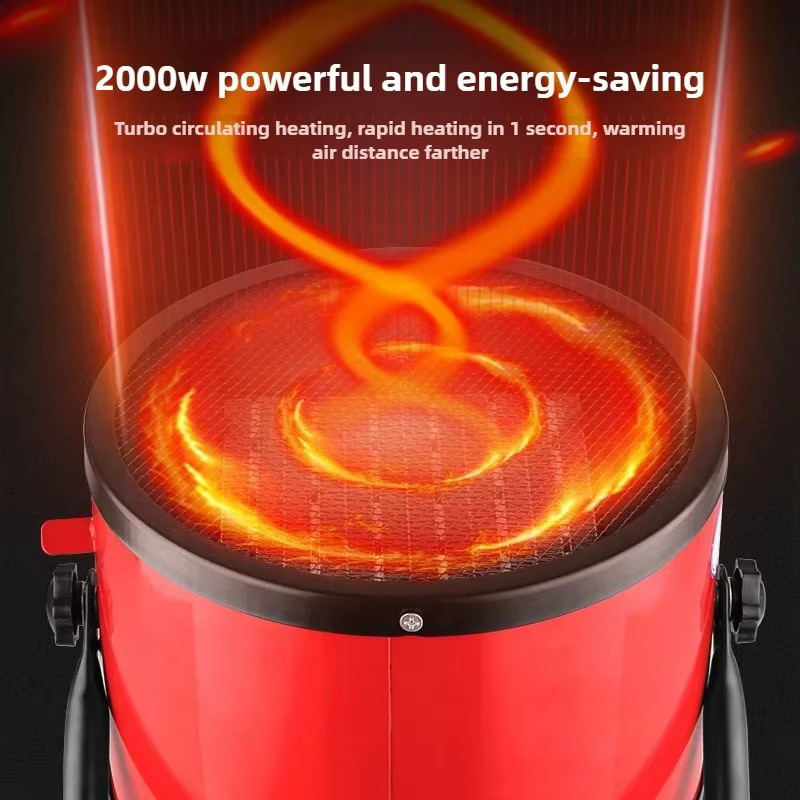 NOCCLILI Tragbarer Elektroheizer mit Ventilator, 2000 W, Rot, mit Thermostat, Überhitzungsschutz und Kippschutz - Bild 3