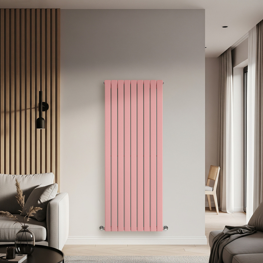 Einlagiger Design-Heizkörper Delta Vertikal in Pink (Camellia Pink), Höhe: 160 cm, Breite: 63 cm - Bild 1