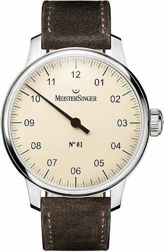 Meistersinger Einzeigeruhr, Handaufzug, Edelstahl, 43 mm, Leder, Unisex - Bild 1
