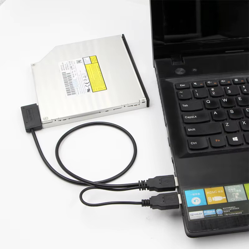 OULLX SATA zu USB 2.0 Adapterkabel für Laptop Slimline CD/DVD ROM Laufwerke, Schwarz - Bild 5