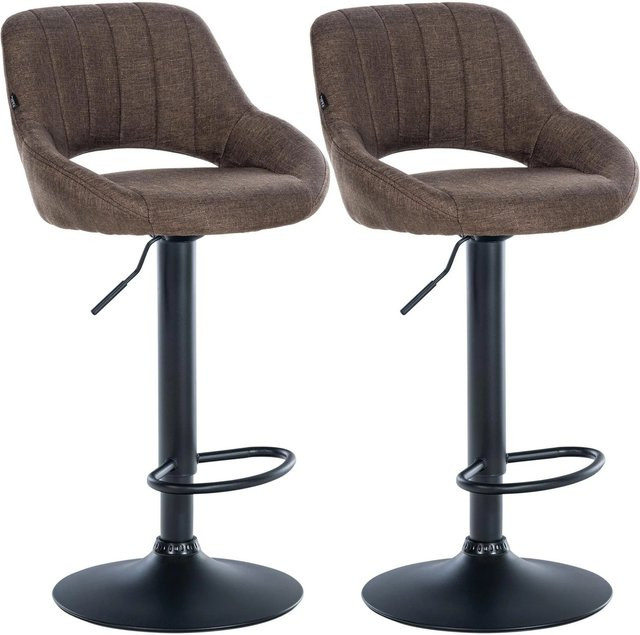CLP Barhocker Milet 2er Set höhenverstellbar mit Lehne, gepolsterte Barstühle aus Stoff und Metall, Schwarz/Braun - Bild 1