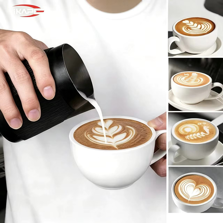 IKAPE Espresso Milchkännchen V3 aus Edelstahl in Silber, 500ml Milchaufschäumkrug mit spitzem Ausguss - Bild 2