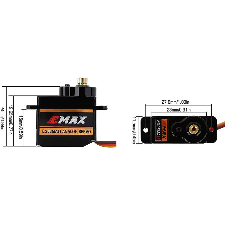 EMAX ES08MA II Analog Servo, Metal Gear, für RC Robotik Flugzeug Flügel Auto - Bild 2