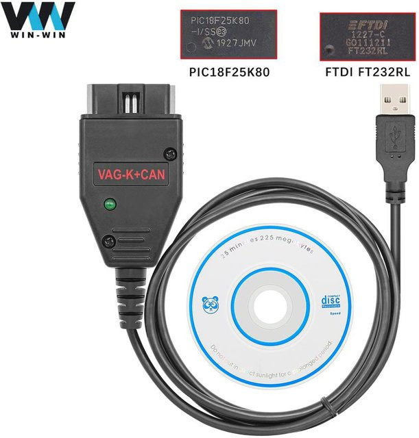 VAG K CAN Kommandant 1,4 K + CAN FTDI FT232RL OBD2 Diagnose Interface für VW in Schwarz - Bild 1