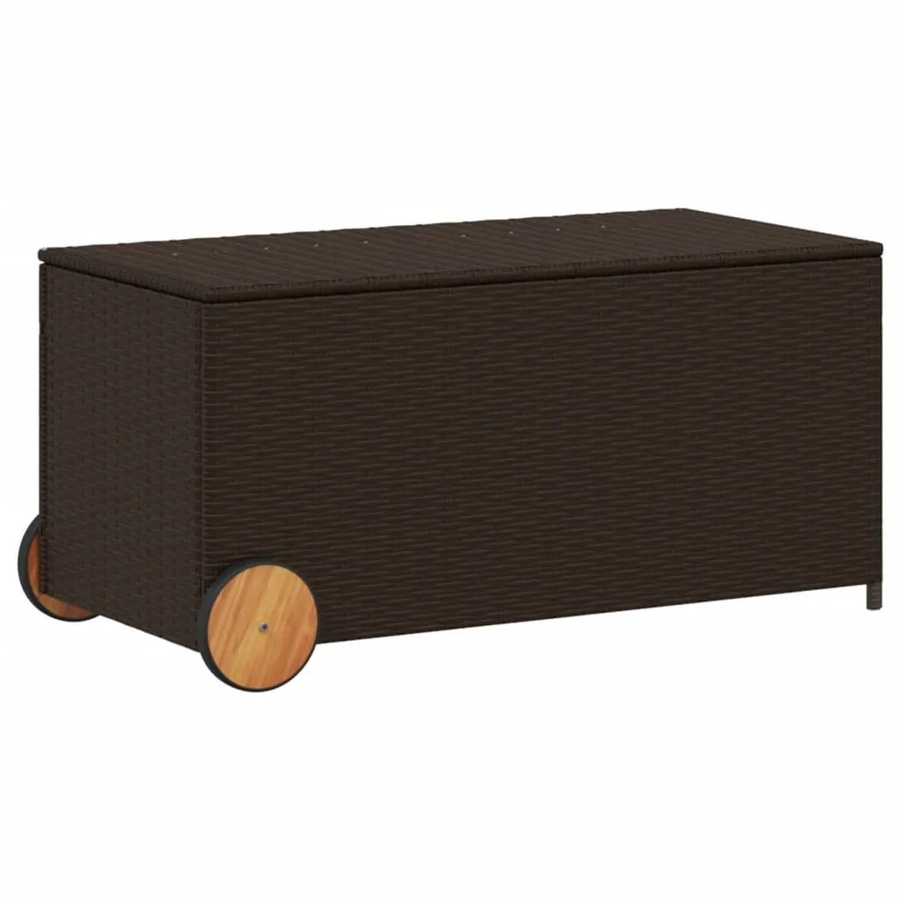 vidaXL Gartentruhe aus Poly Rattan in Braun mit Rollen, Volumen: 190 l - Bild 2