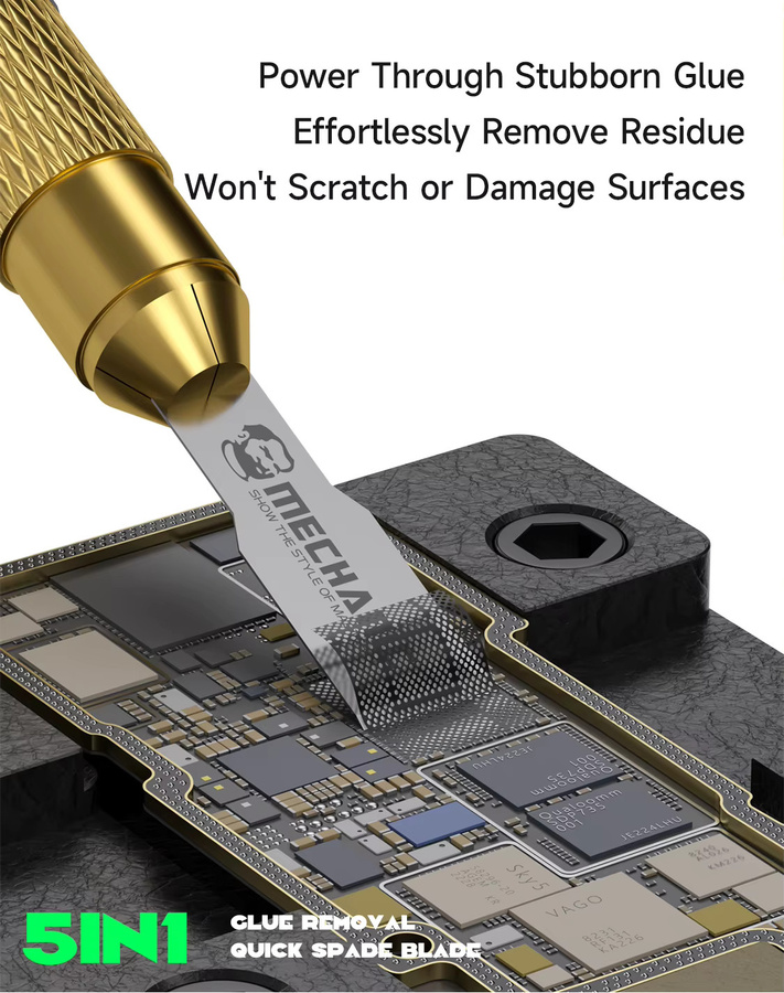 MECHANIC FS-51 Entfernungsschaufel-Klingensatz aus Hartstahl in Silber zur Reparatur von IC-Chips und zum Reinigen von Kleber auf Mobiltelefon-Motherboards - Bild 2