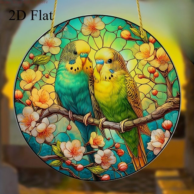 Potdemiel Sonnenfänger Rund mit Blumen- und Vogelmotiv, Mehrfarbig, Durchmesser: 20 cm - Bild 1