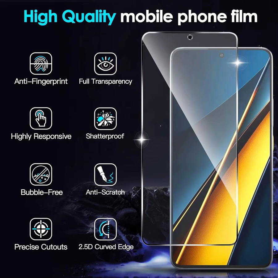 Xiaomi Panzerglas Display Schutzfolie für Poco X7 Pro 5G und weitere Modelle, Transparent, 1-4 Stück - Bild 3