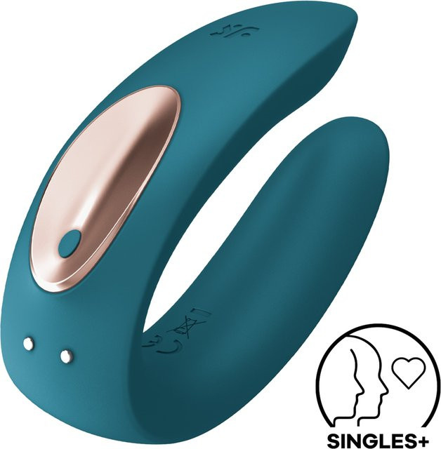 Satisfyer Double Plus Silikon Vibrationsmassagegerät in Green und Turquoise, Höhe: 9 cm - Bild 1