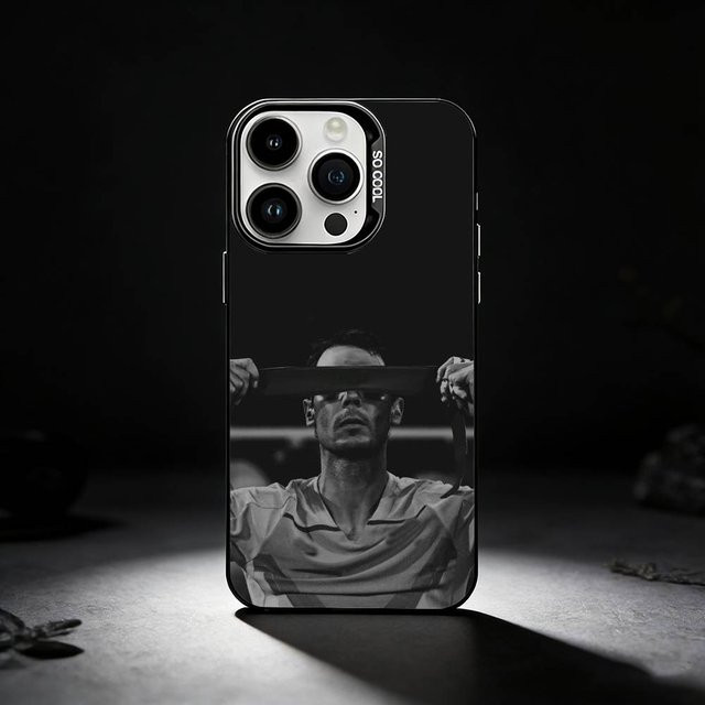 Handyhülle Rafael Nadal Tennis Design für iPhone 17, 16, 15, 14, 13, 12, 11 Pro Max XS in Silber und Schwarz - Bild 1
