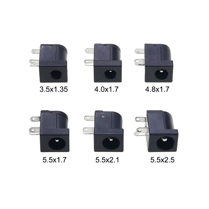 YuXi 10 Stück DIP 3Pin DC Power Jack Buchsen für PCB Mount, Schwarz, verschiedene Größen - Bild 2