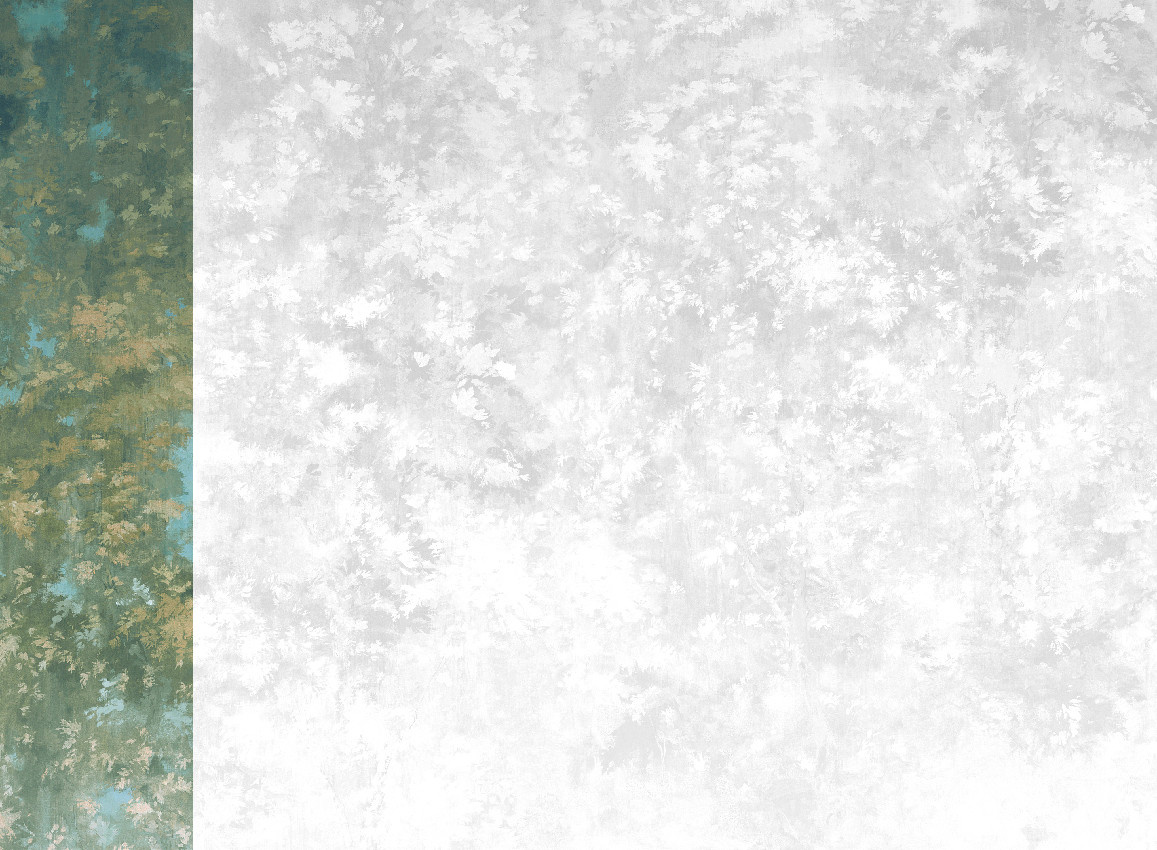 Jannelli & Volpi Mural Orthez Wandgestaltung Green Panel 1 in Grün mit floralem Muster - Bild 1