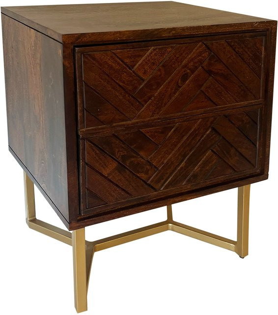 Nachttisch in Braun aus Materialmix, B/T/H: 45 x 40 x 57 cm - Bild 1