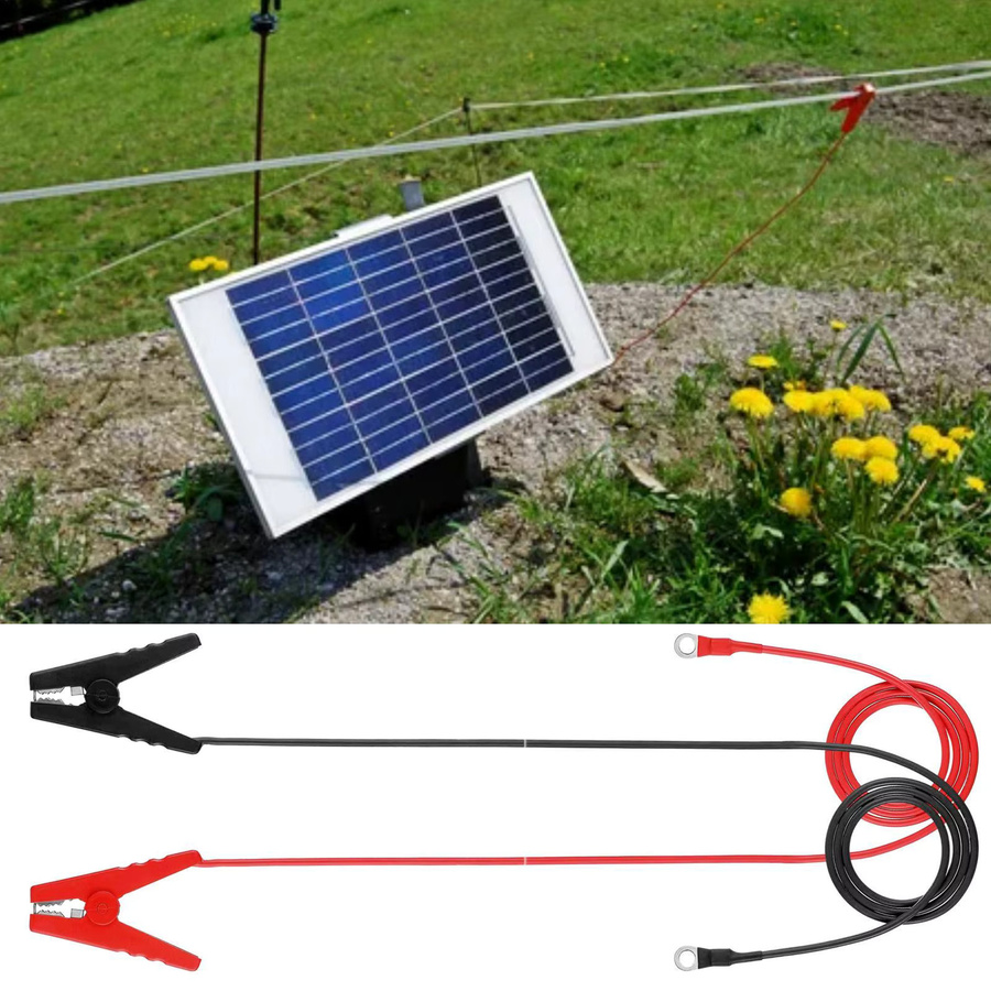 2 Stück Elektrozaun-Krokodilklemmen mit Verbindungskabel für Elektrozaun und Solar-Anlagen - Bild 2