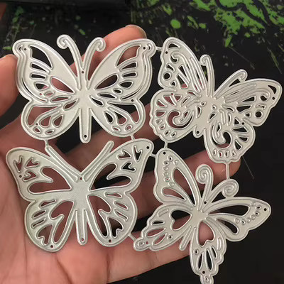 4 Stück Schmetterling Metall Schneidwerk in Silber für DIY Scrapbooking und Album Dekoration - Bild 2