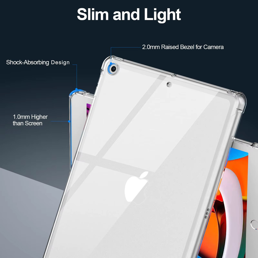 Tzion Glitzernde Schutzhülle für iPad 10.2 (7., 8. und 9. Generation) in Transparent, Kratzfeste TPU Tablet-Hülle - Bild 2