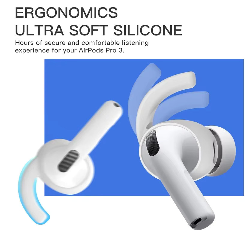 Silikon Ohrbügel-Aufsätze für Apple AirPods Pro 2, AirPods 4 und 3. Generation als rutschfeste In-Ear Ohrpolster-Abdeckungen in Schwarz oder Weiß - Bild 3