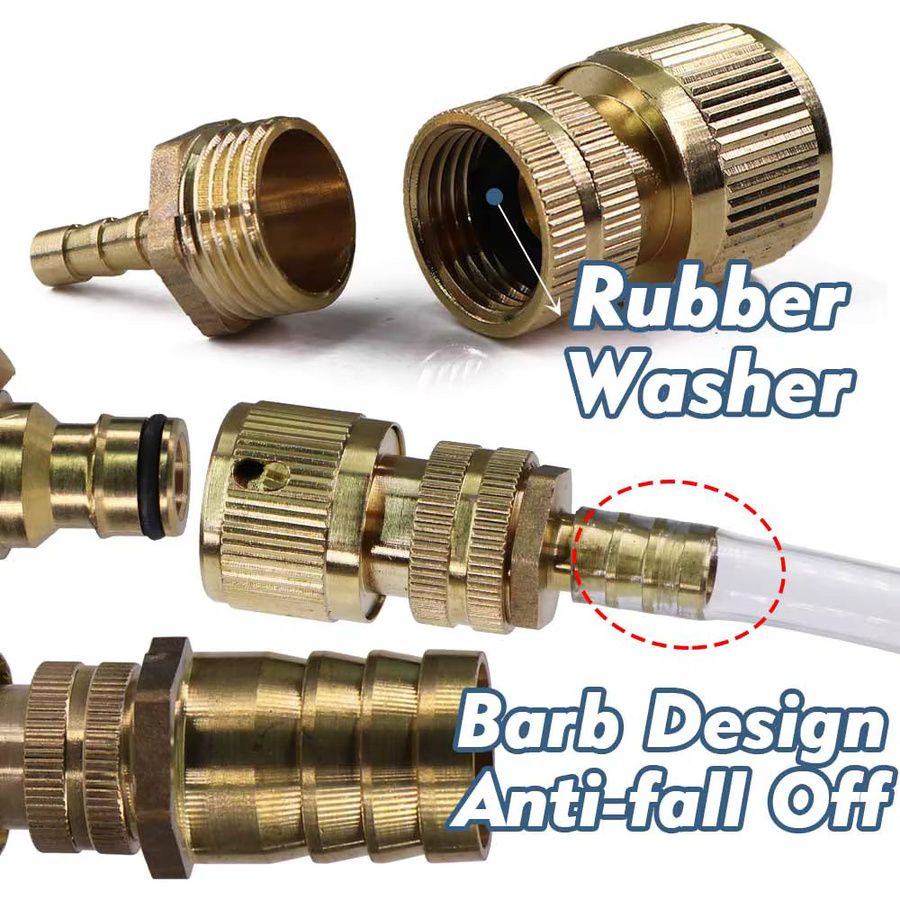 Messing-Schlauchtülle Adapter mit 16 mm Schnellkupplung für die Gartenbewässerung und Rohrverbindung in Gold und Silber - Bild 5