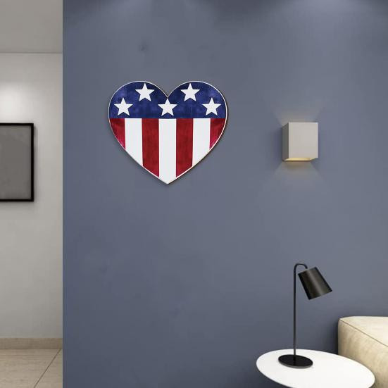 Outdeer Rustikales Holz-Wandschild mit Amerikanischer Flagge und Weißkopfseeadler in Multicolor für Zuhause und Büro - Bild 2