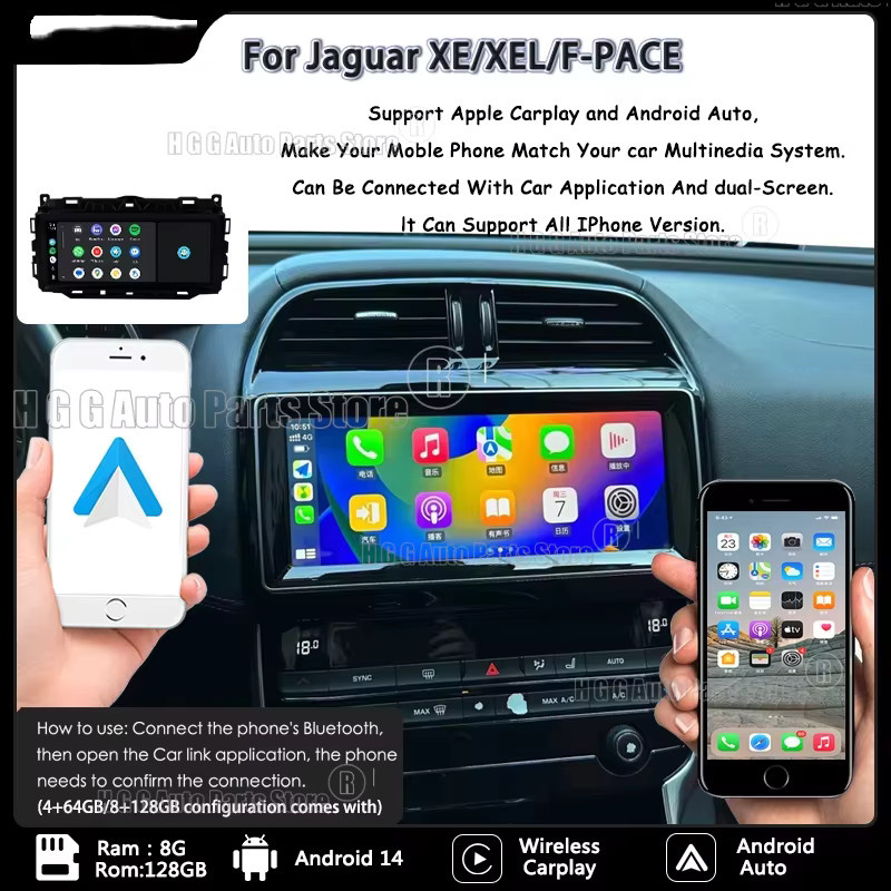YANFU Android 15 Autoradio mit 10,25 Zoll Display für Jaguar XE XEL F-PACE 2016-2020 inklusive GPS, CarPlay und Multimedia-Videoplayer in Schwarz - Bild 3