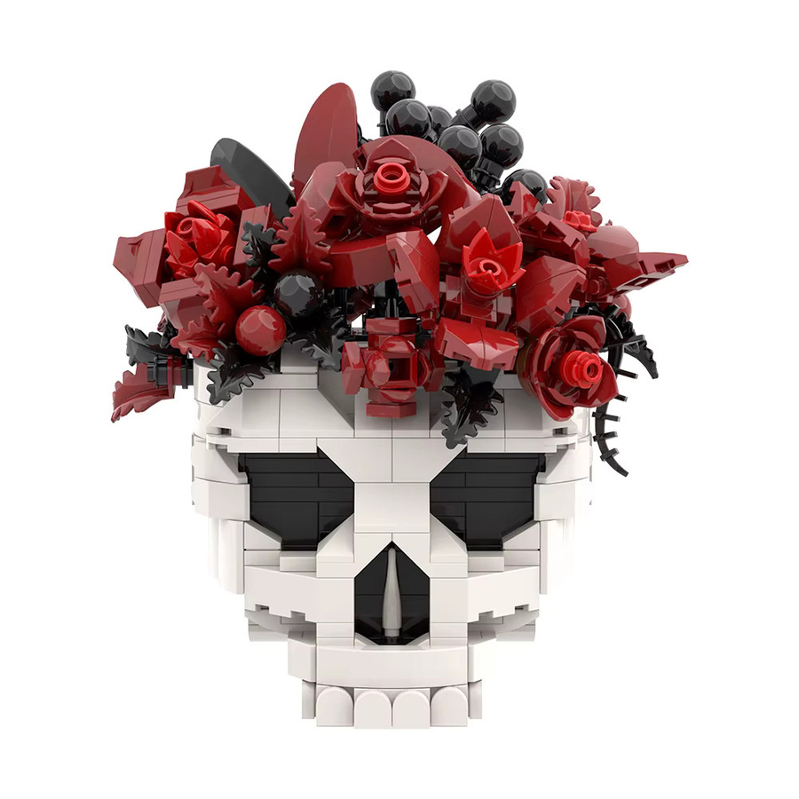 Gobricks MOC Schädel Rosen Bouquet, Bausteine, Gothic, Fantasy - Bild 3