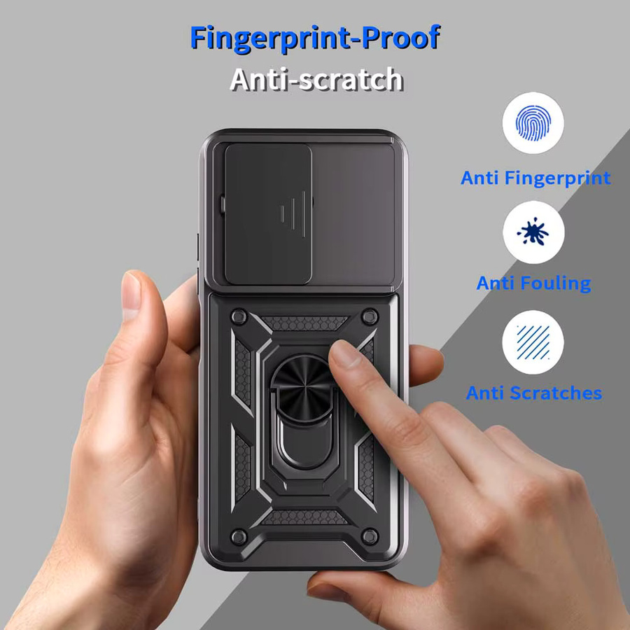 Stoßfeste Rüstung-Schutzhülle für Xiaomi Mi POCO C85 mit Kameraobjektiv-Schutz und Auto-Halterung in Schwarz - Bild 3