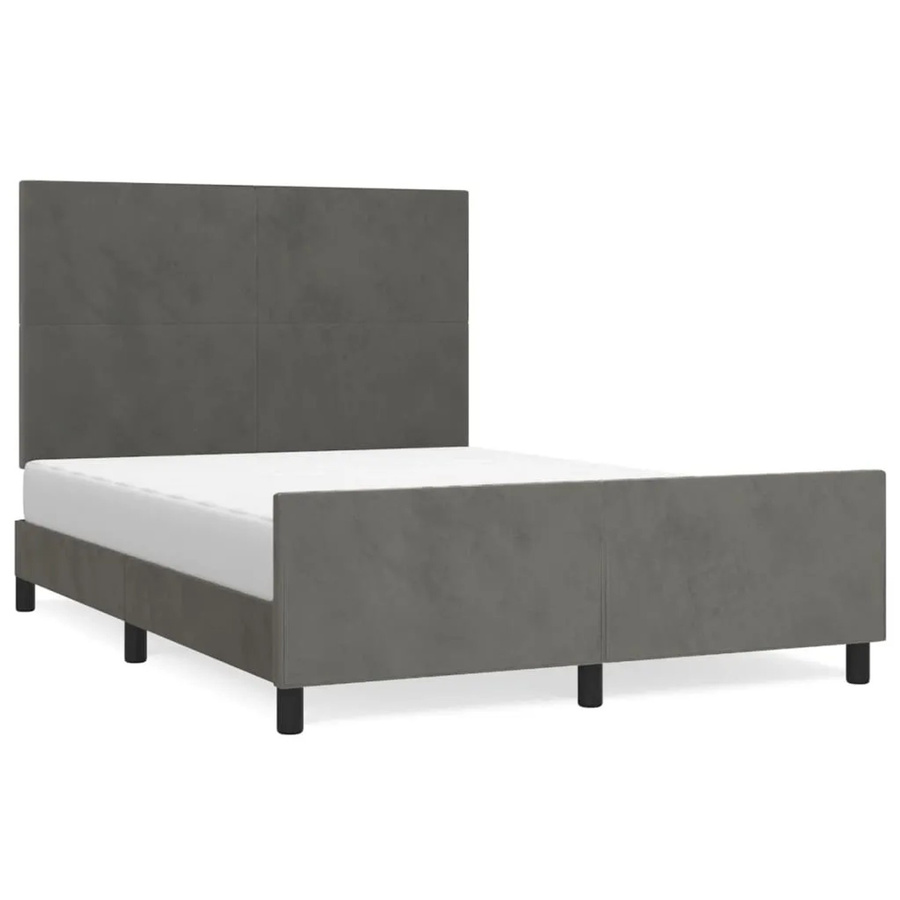 vidaXL Bettgestell mit Kopfteil in Dunkelgrau aus Samt, B/T/H: 140 x 190 x 128 cm - Bild 2
