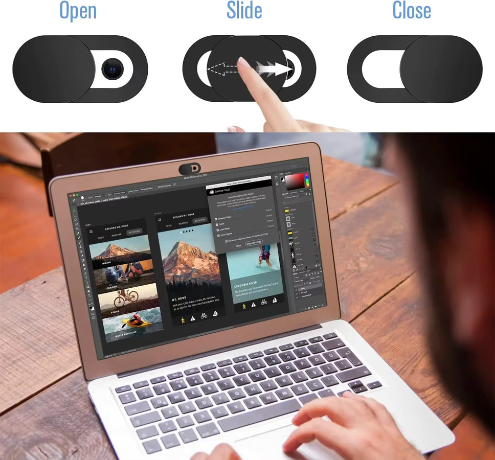 Universal Webcam Abdeckung Shutter als Privatsphäre-Schutz für Laptop, iPad, Macbook und Smartphone, Schwarz, 5 oder 10 Stück - Bild 3