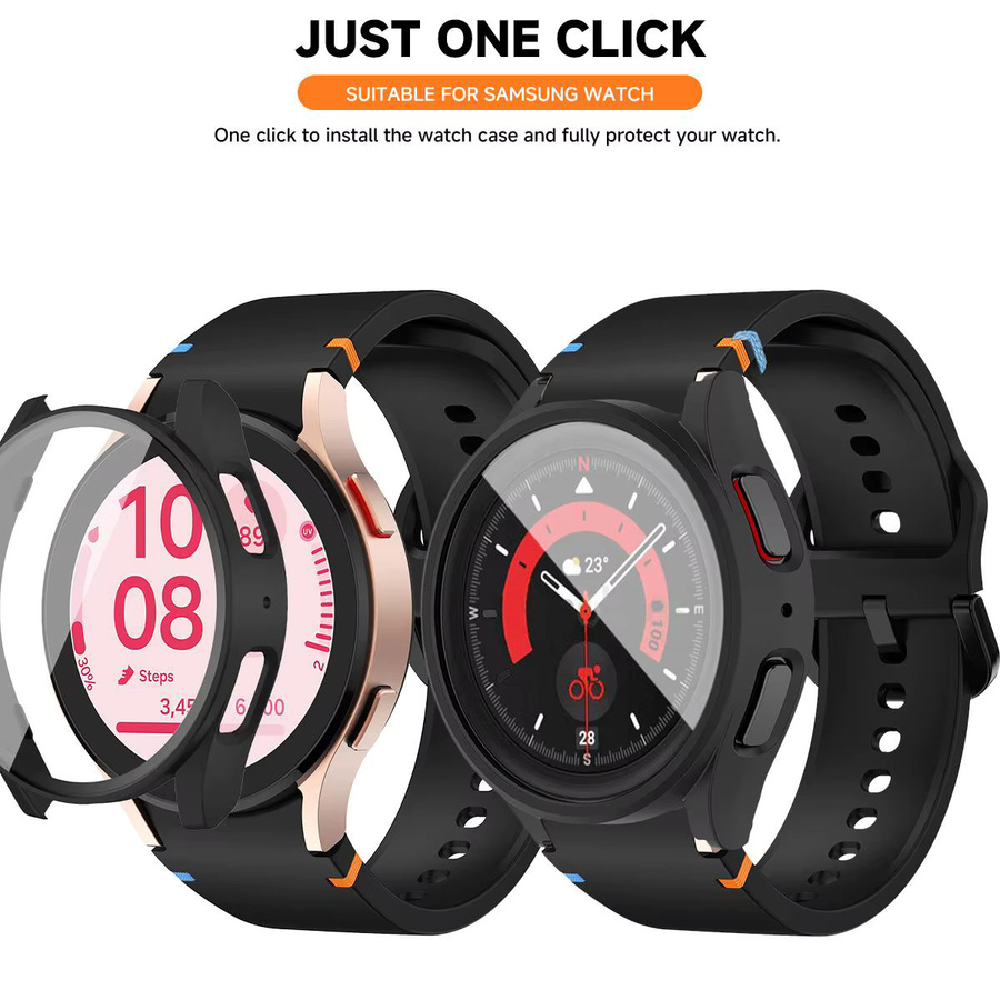 FancyWrist Uhrenarmband mit Schutzhülle, Silikon, Schwarz, Samsung Galaxy Watch - Bild 2