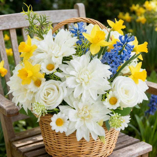 Künstliche Seidenblumen Set aus Dahlien und Rosen in Multicolour für deine Hochzeits-, Valentinstag- und Zimmerdekoration - Bild 1