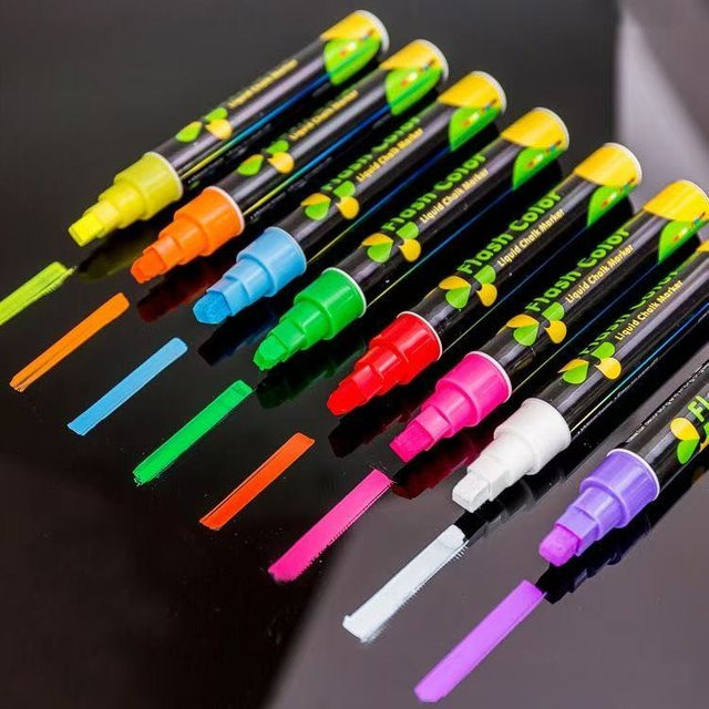 8-farbige Flüssigkreide-Markierungsstifte in Neon-Farben, waschbare und nass abwischbare Marker für Tafel, Glas und Fenster - Bild 1